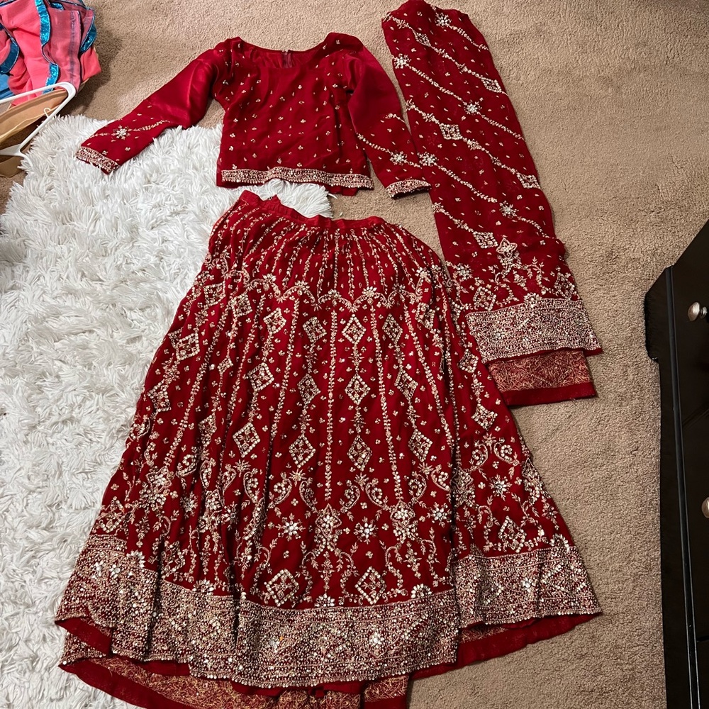 Pakistani/Indian Red Lengha